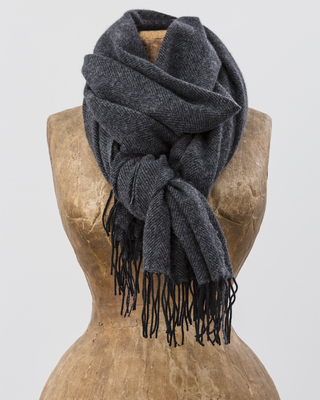 Avoca Handweavers Sandymount Scarf in Black and Grey - Royalties