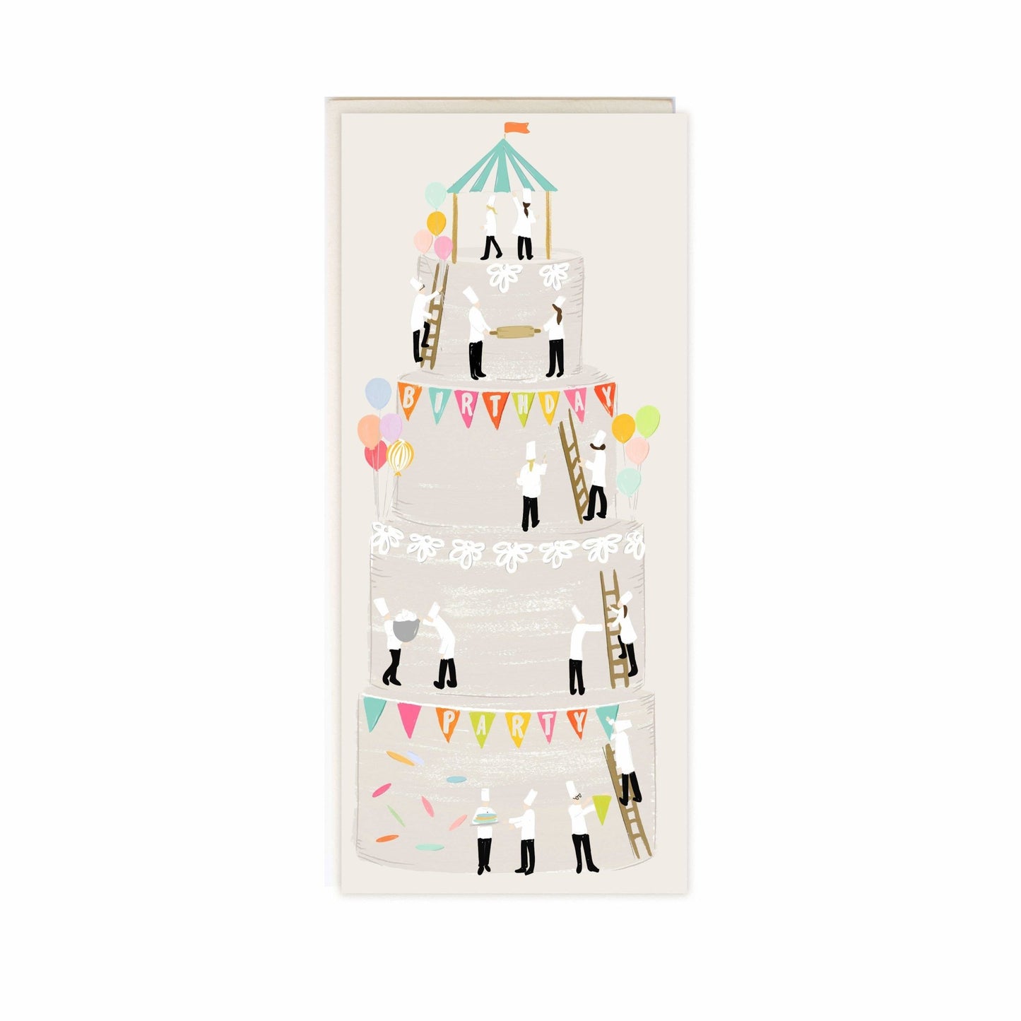 Birthday Party Tall Cake with Bakers - Royalties