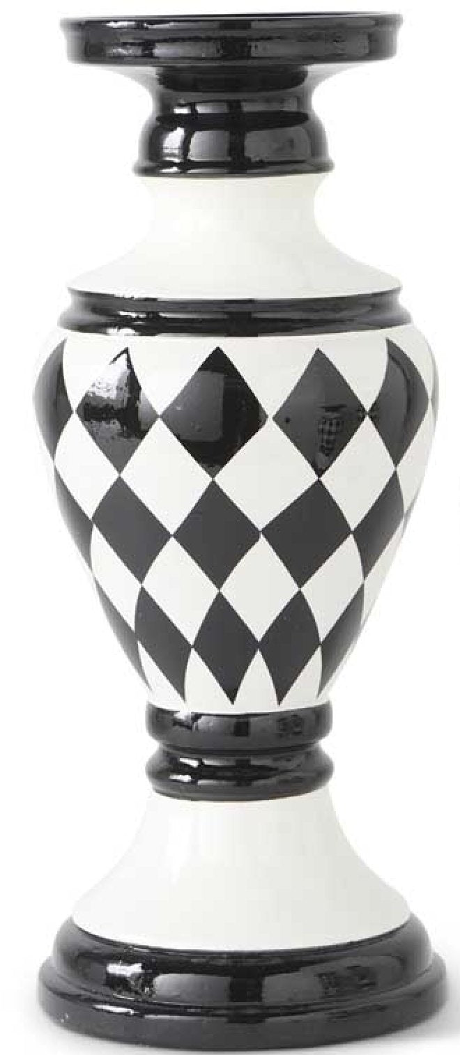 Black/White Harlequin Ceramic Candleholder - Royalties