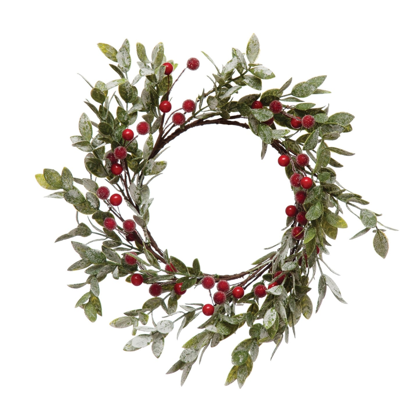 Faux Leaves and Berry Wreath with Frost Finish - Royalties