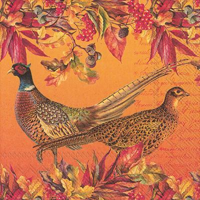 Golden Pheasants Lunch Napkin - Royalties