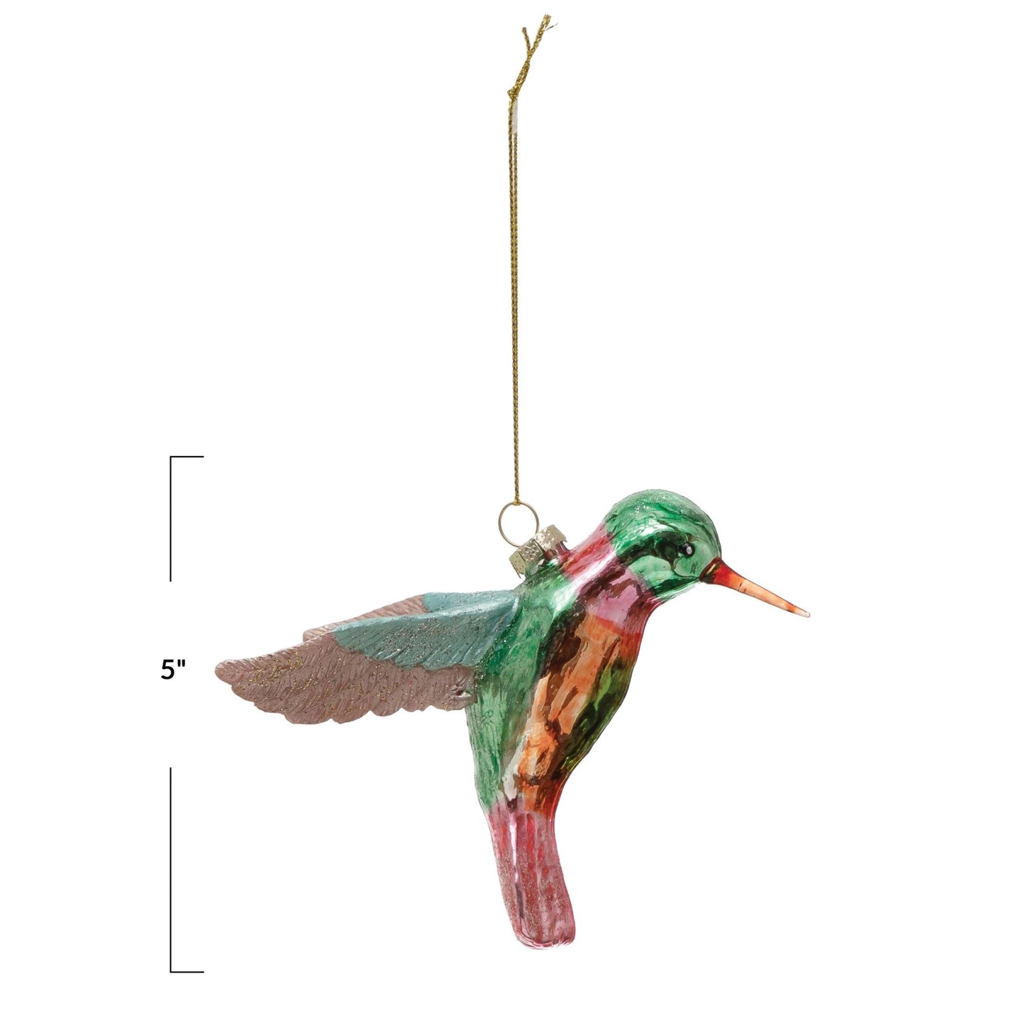 Hand-Painted Glass Hummingbird Ornament - Royalties
