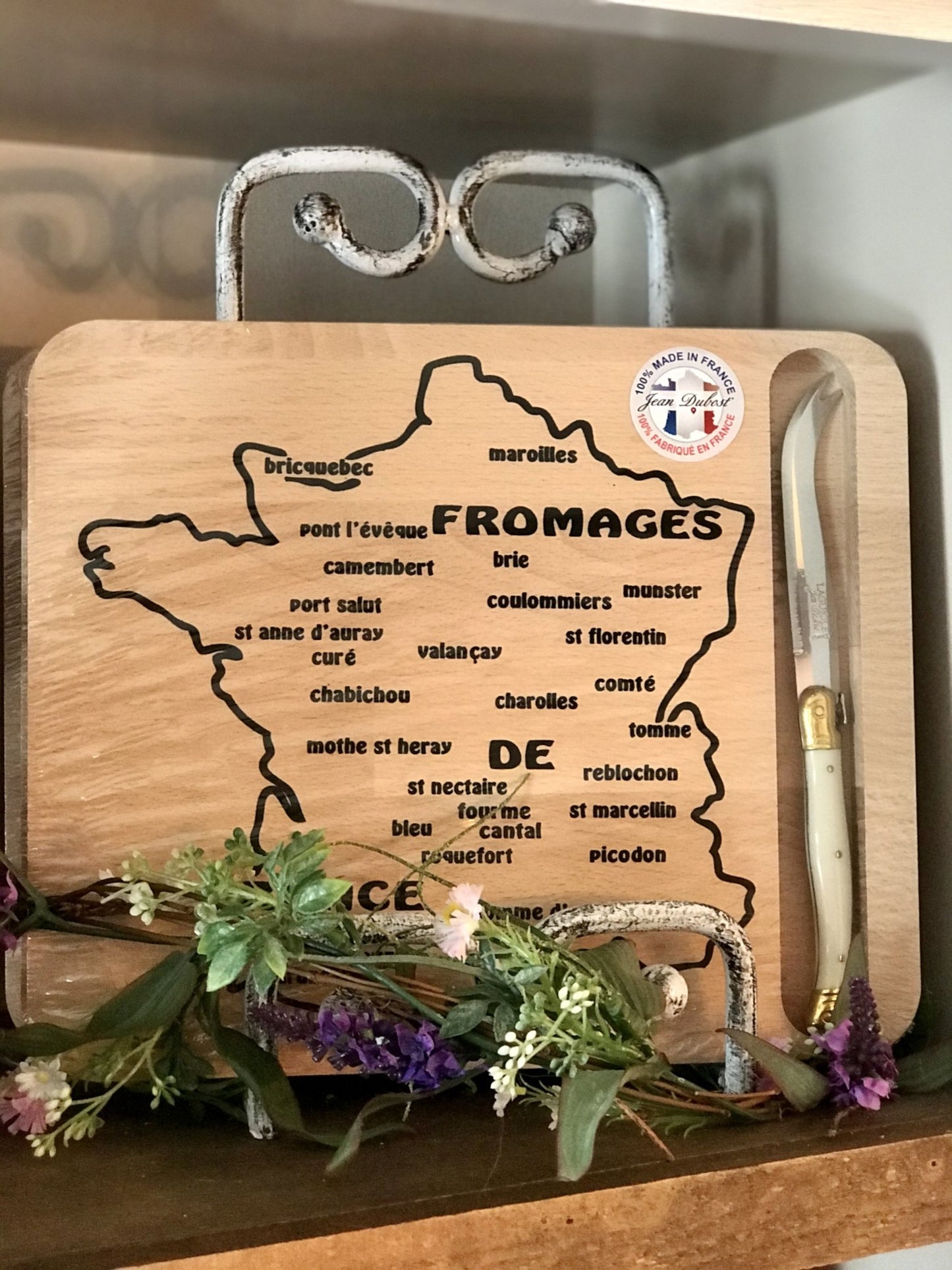 Map of French Cheeses Cutting Board & Cheese Knife - Royalties
