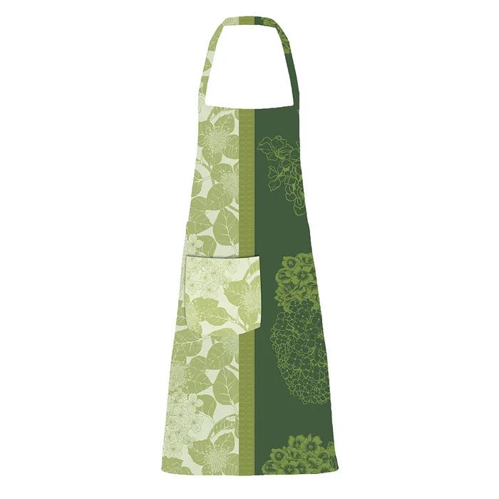 Mille Hortensias Vert Jacquard Apron, Coated Cotton - Royalties