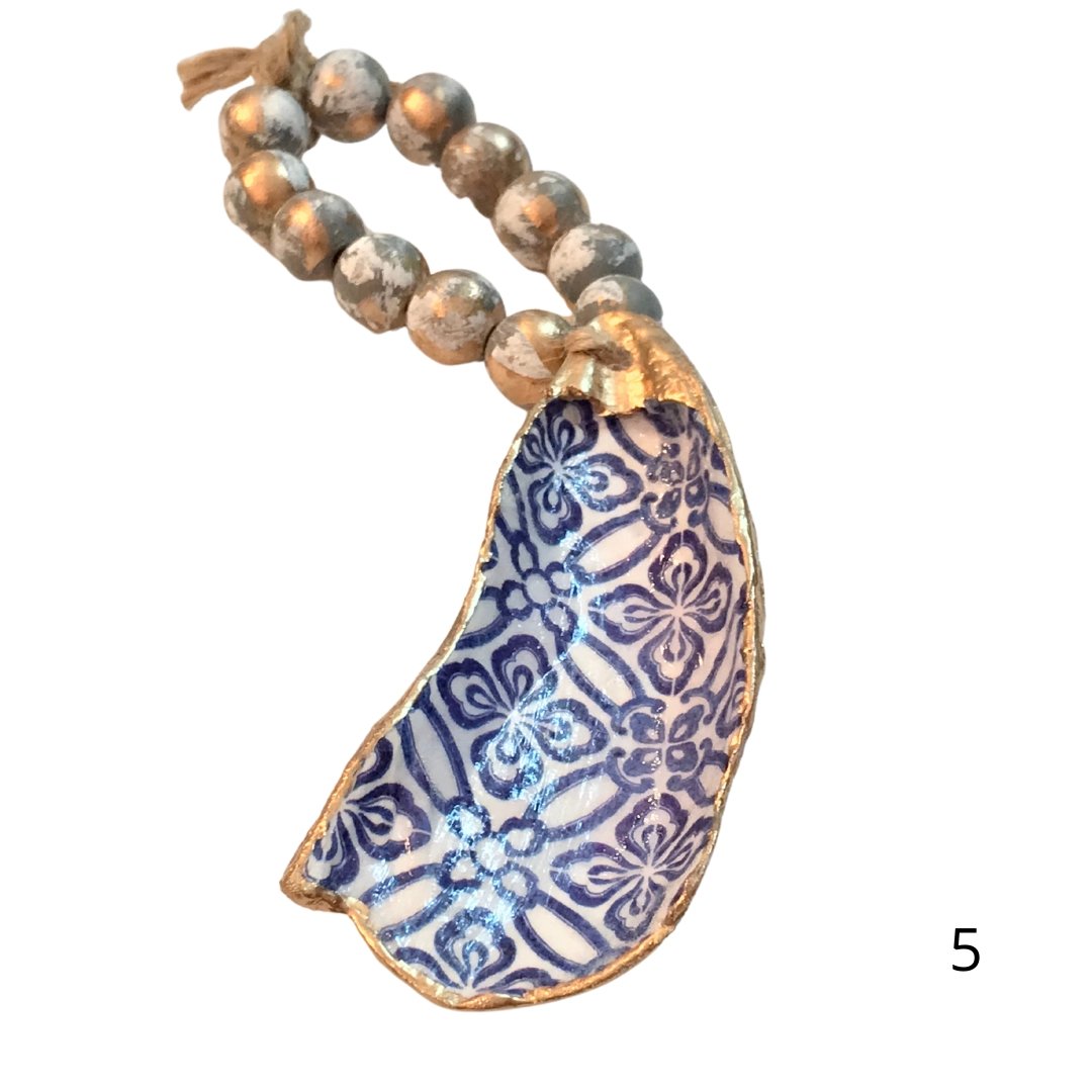 Oyster Shell Napkin Rings Blue and White Collection - Royalties