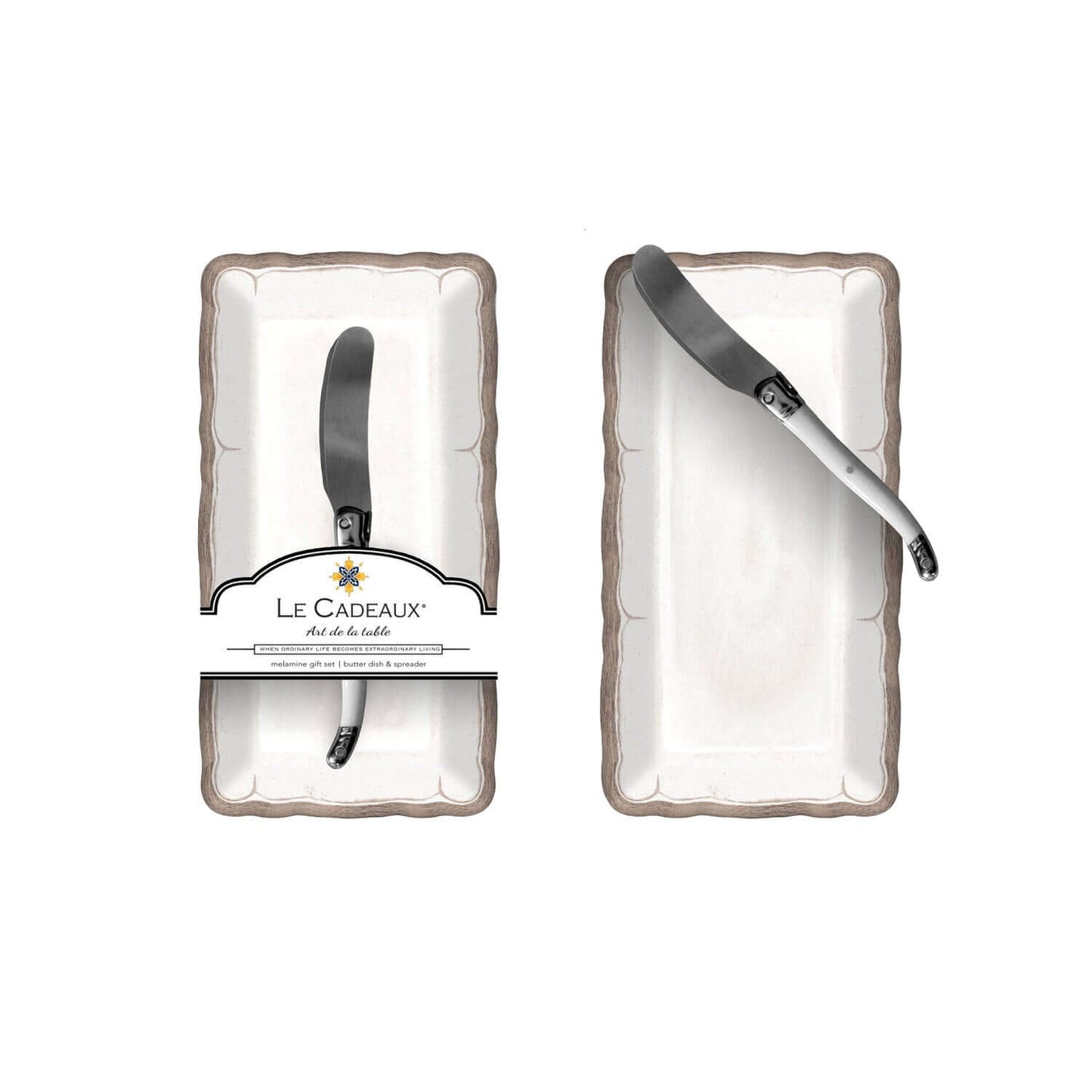 Rustica Antique White Butter Dish and Spreader Gift Set - Royalties