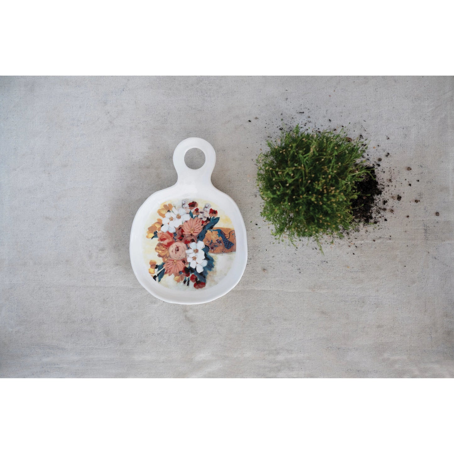 Stoneware Spoon Rest with Flowers in Vase - Royalties