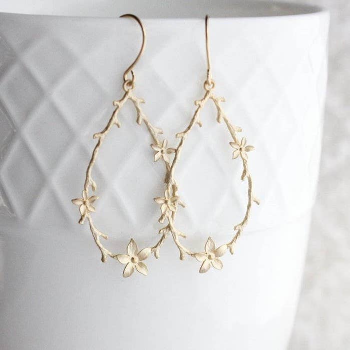 Twig and Flower Hoop Earrings - Royalties