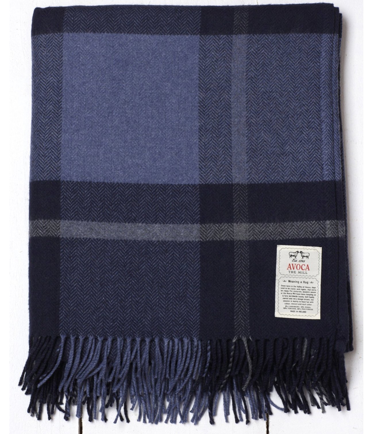 Avoca Cashmere Blend Throw Navy Check - Royalties