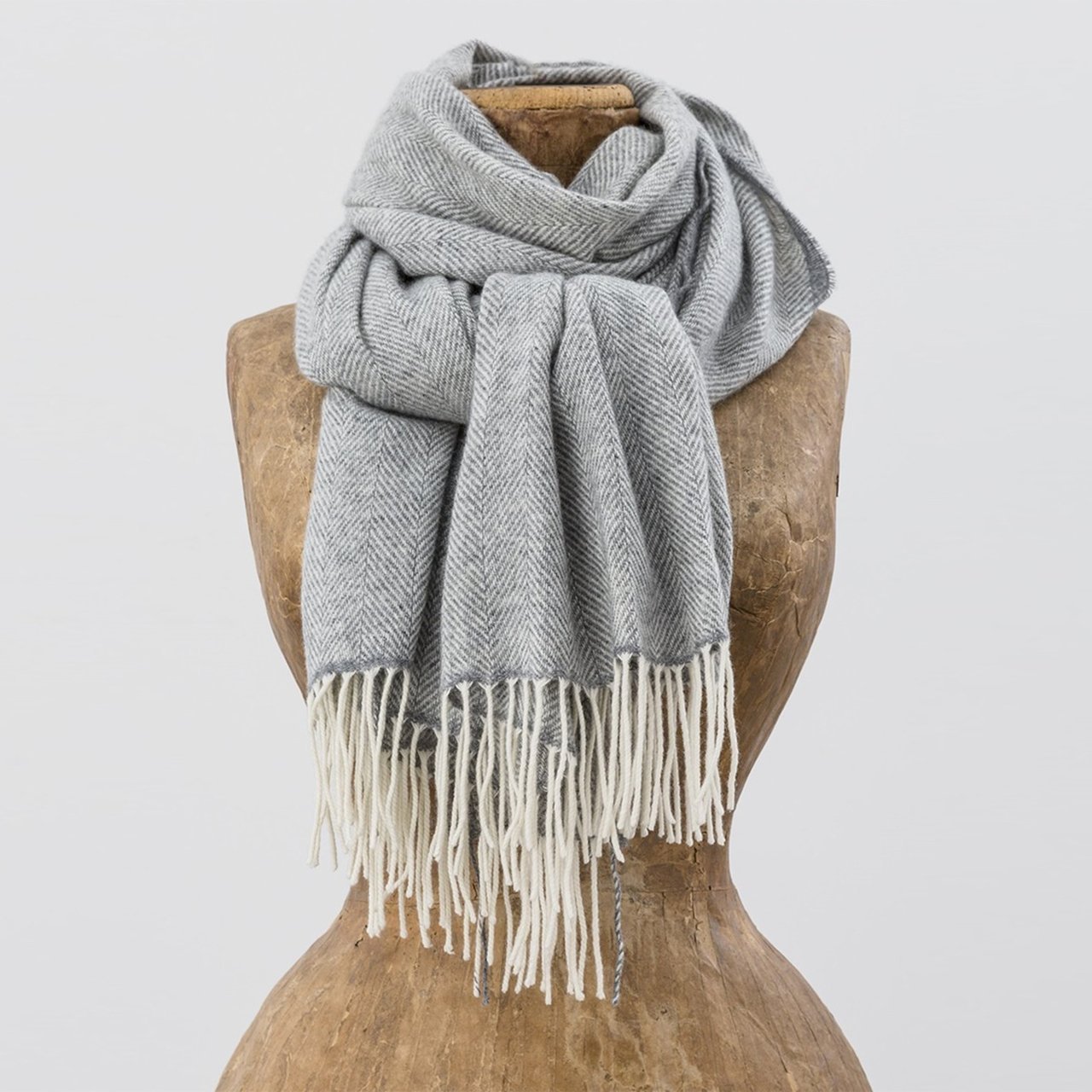 Avoca Handweavers Sandymount Scarf in Grey and Cream - Royalties