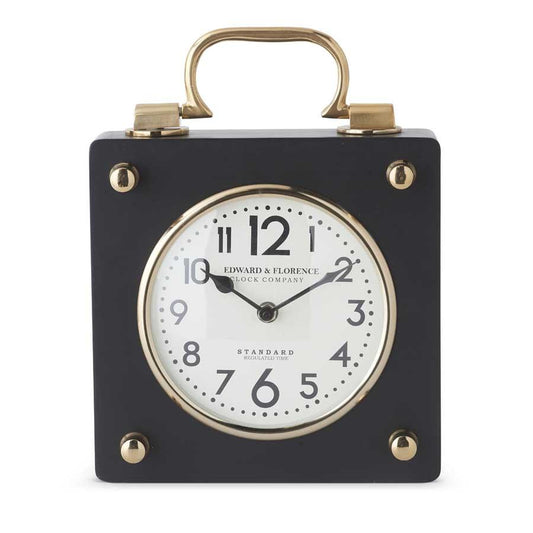 Black and Gold Square Metal European Clock - Royalties