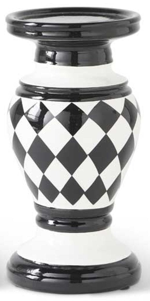 Black/White Harlequin Ceramic Candleholder - Royalties