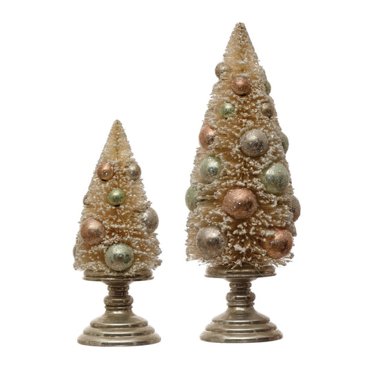 Bottle Brush Tree with Ornaments on Glass Pedestal - Royalties