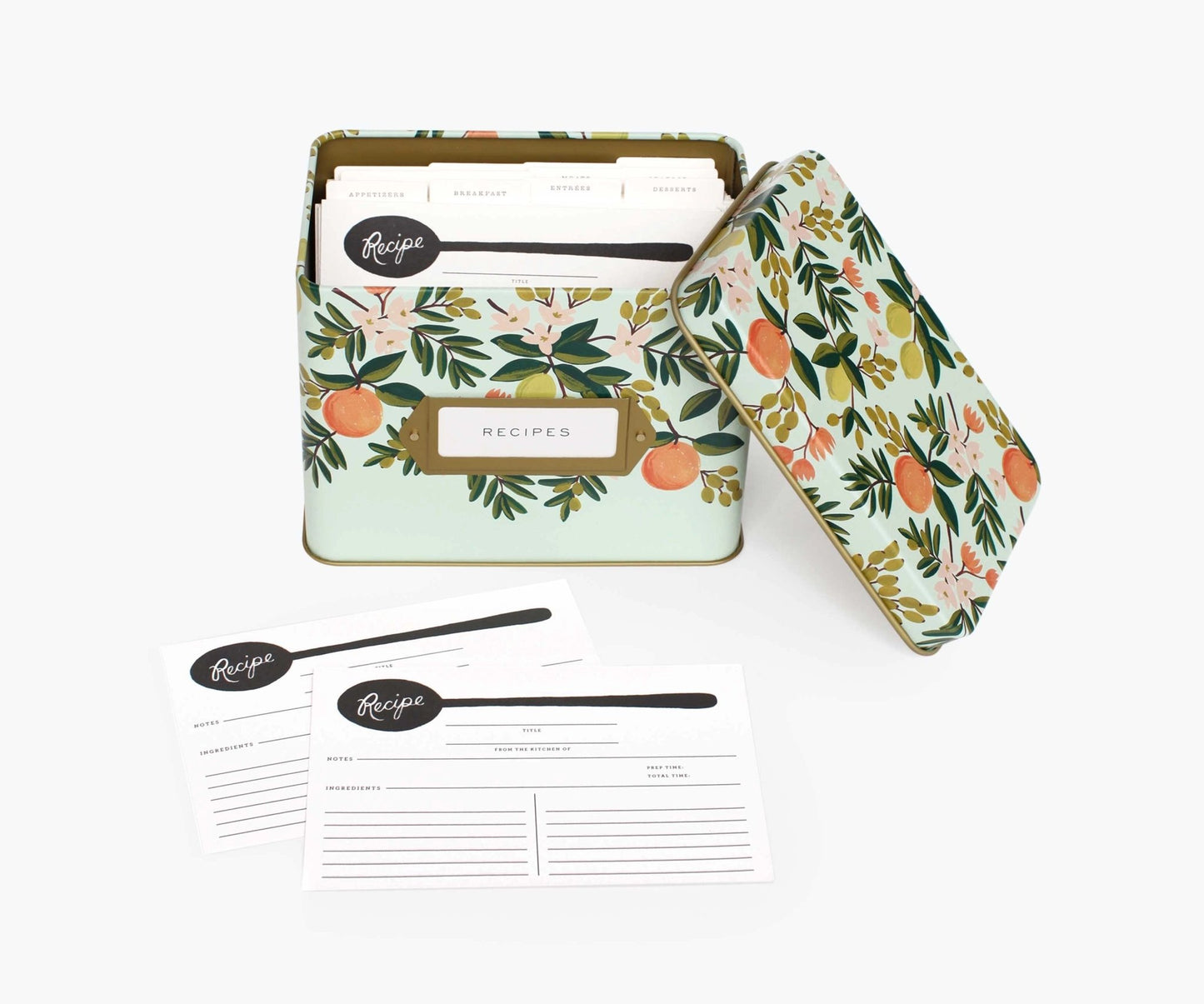 Citrus Floral Tin Recipe Box - Royalties