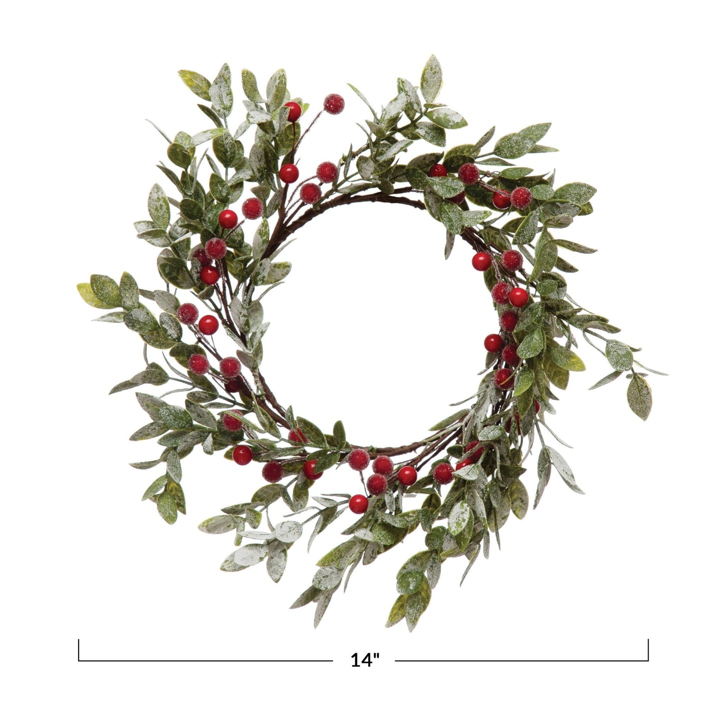 Faux Leaves and Berry Wreath with Frost Finish - Royalties