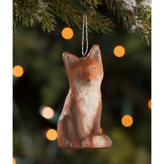 Fox Paper Mache Ornament - Royalties