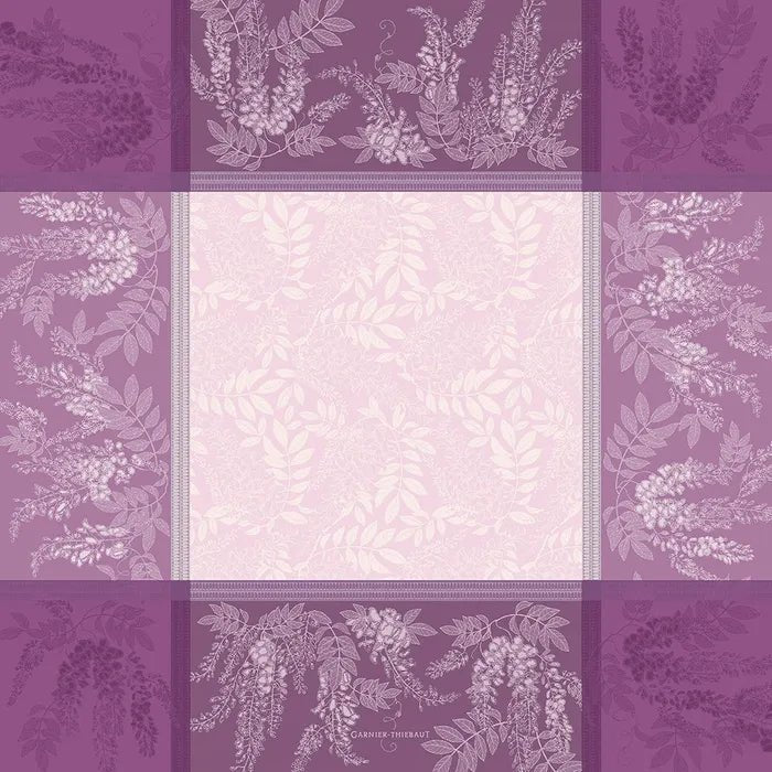 Glycines Parme Jacquard Tablecloth, Stain-Resistant Cotton - Royalties