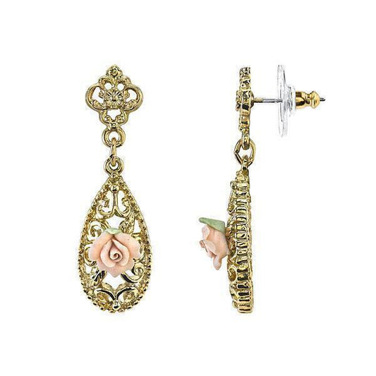 God Pink Drop Earrings- Downton Abbey - Royalties