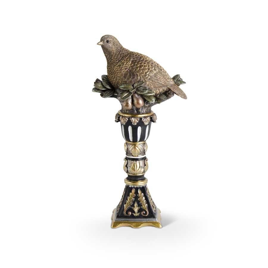 Gold and Black Partridge With Pears On Pedestal - Royalties