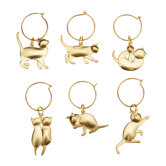 Gold Cat Wine Charms - Royalties