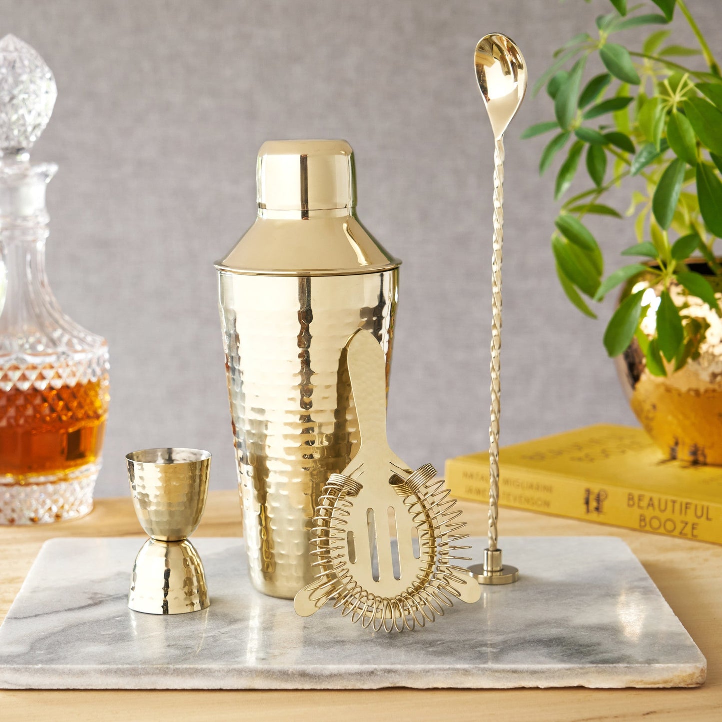 Gold Hammered Barware Set - Royalties