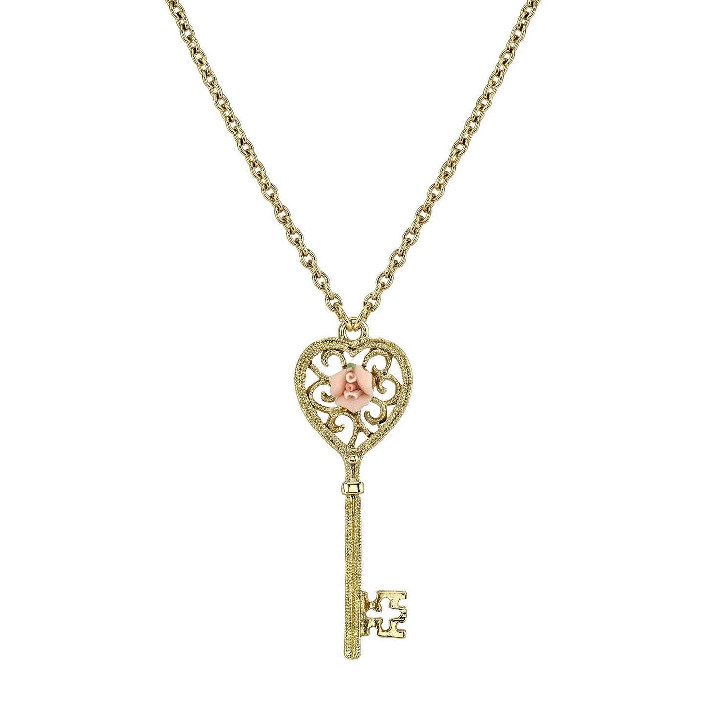 Gold Pink Key Necklace - Royalties