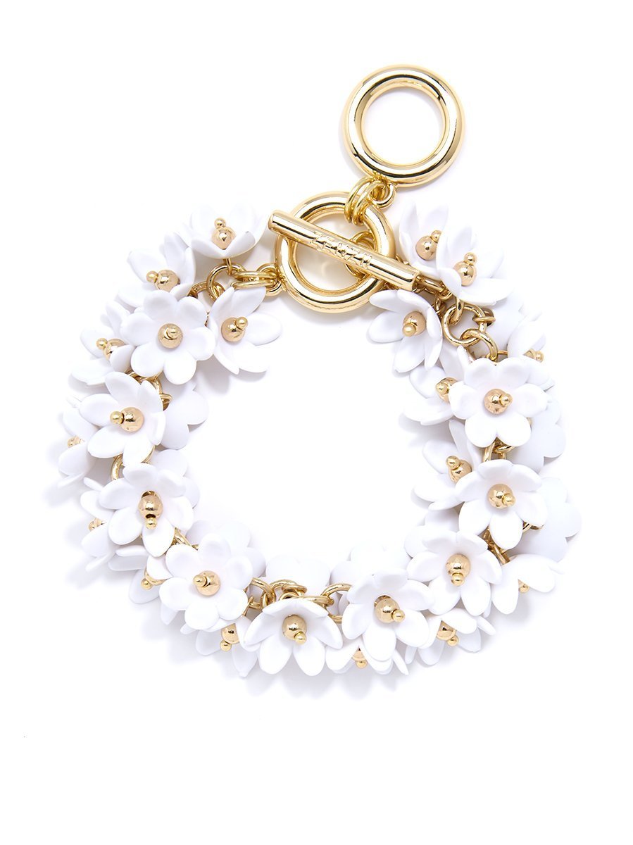 Gold tone bracelet w/resin flowers - Royalties