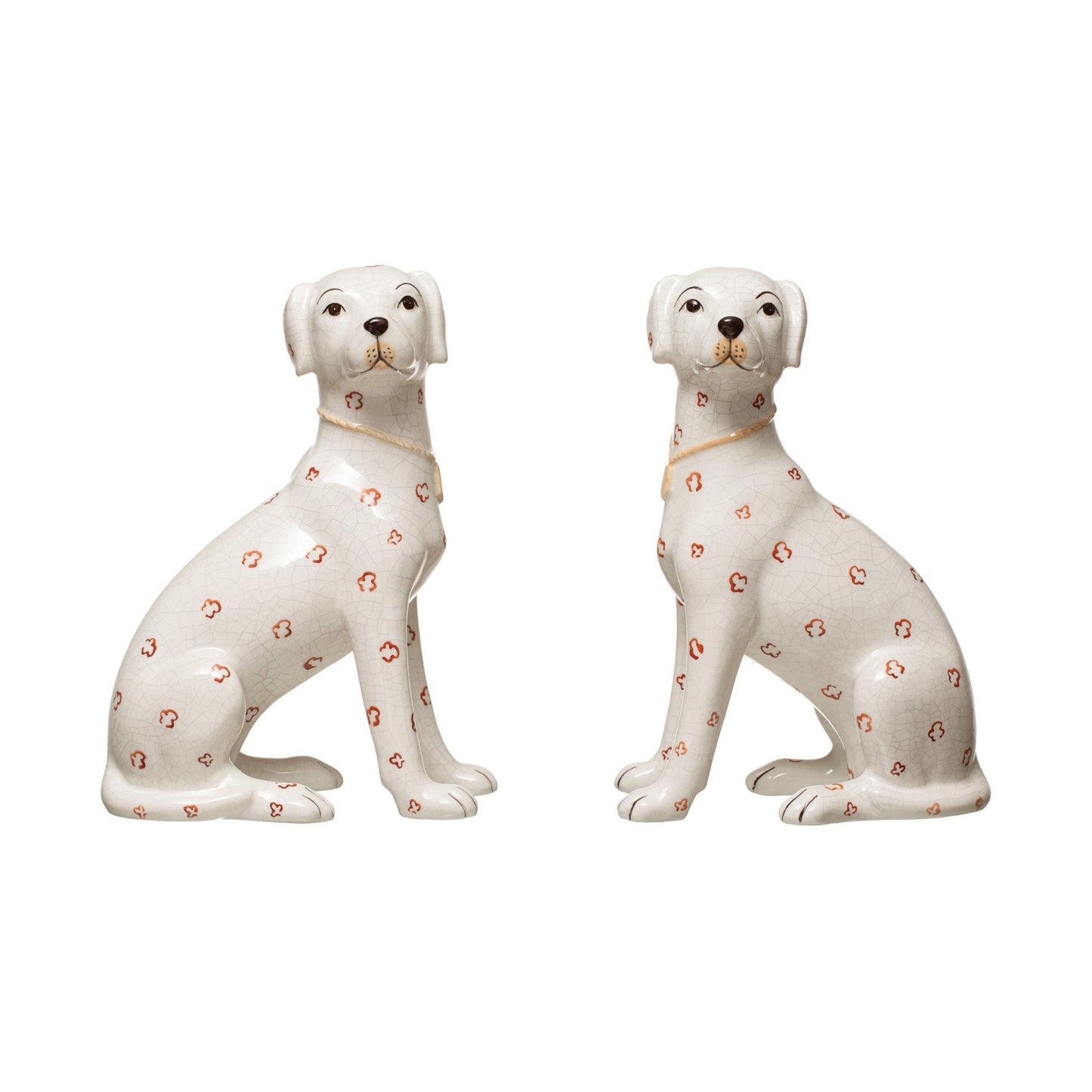 Hand-Painted Ceramic Dog, Crackle Finish - Royalties