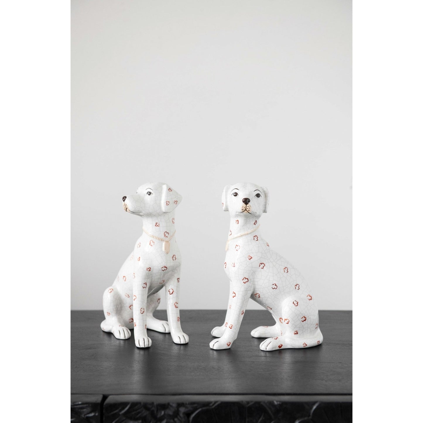 Hand-Painted Ceramic Dog, Crackle Finish - Royalties