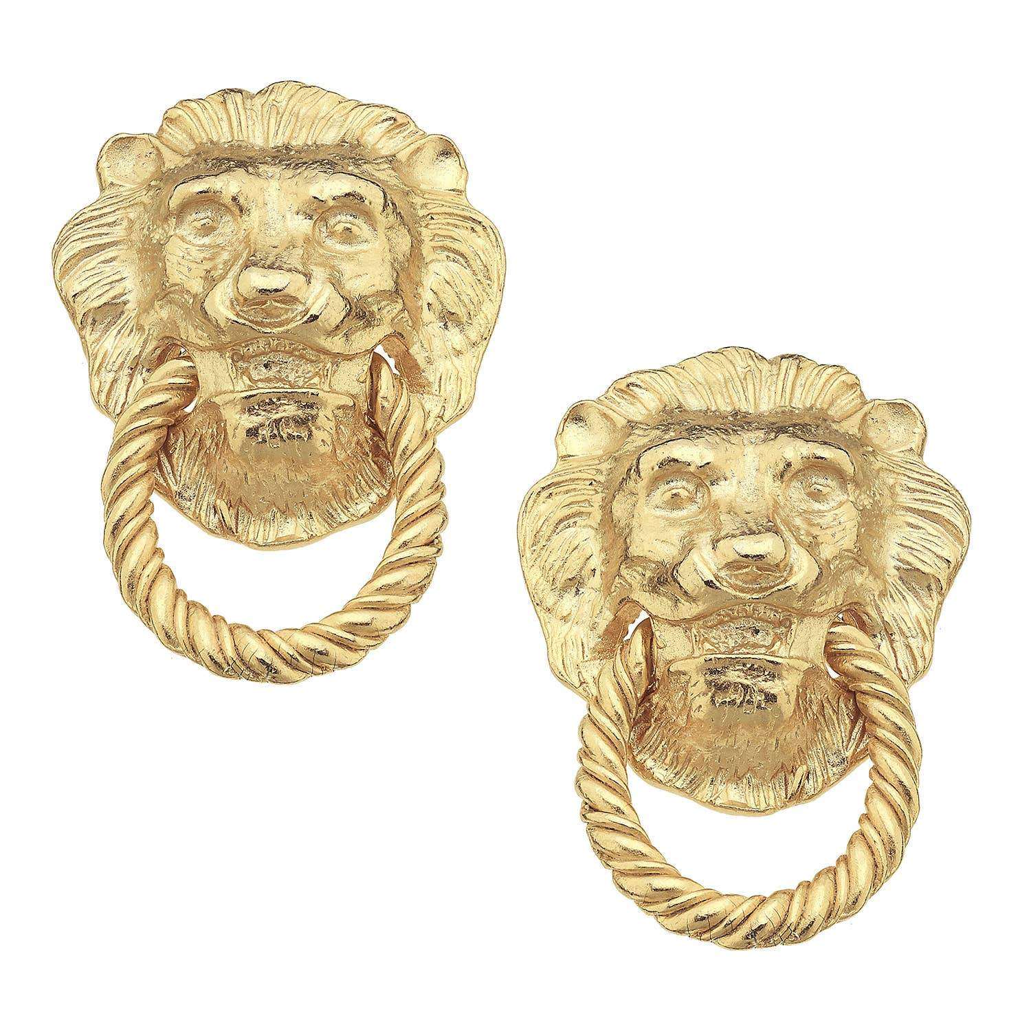 Handcast Gold Lion Head + Knocker Studs - Royalties