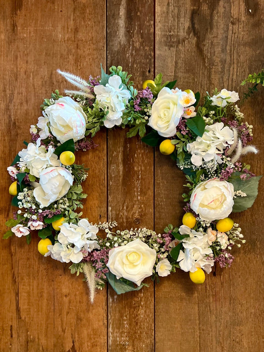 Handmade Lemon Rose Wreath - Royalties