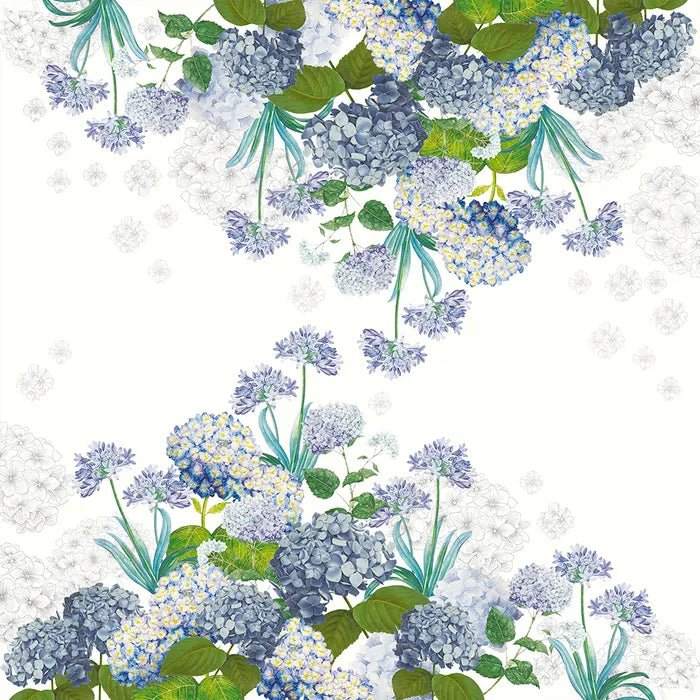 Jardin De Bretagne Bleu Tablecloth, 100% Linen - Royalties