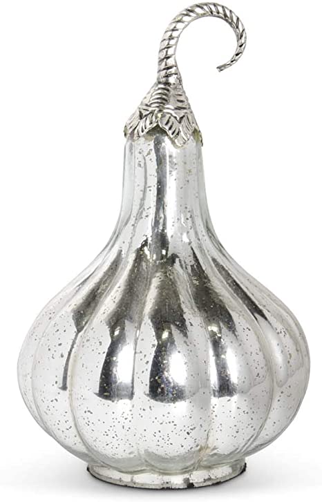 Mercury Glass Gourd with Metal Stem - Royalties