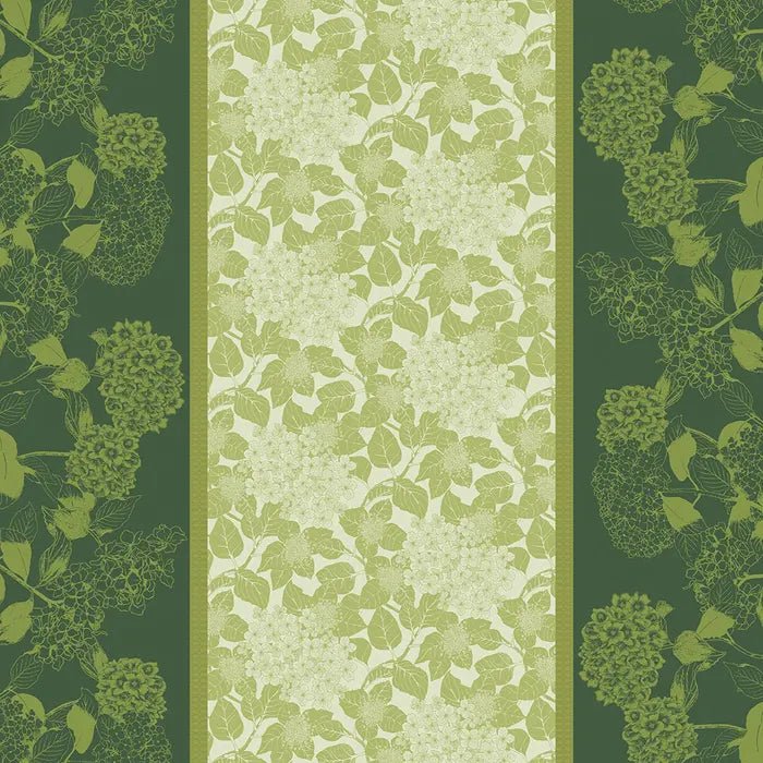 Mille Hortensias Vert Jacquard Tablecloth - Royalties