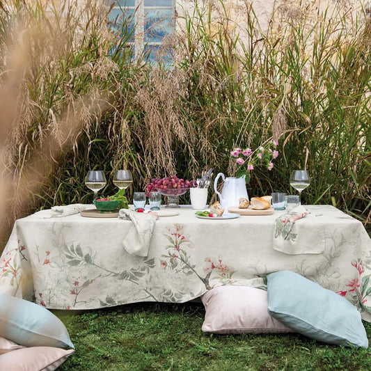 Ombres Des Cerisiers Naturel Tablecloth, 100% Linen - Royalties