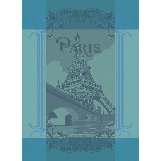 Paris Seine Turquoise Jacquard Kitchen Towel - Royalties