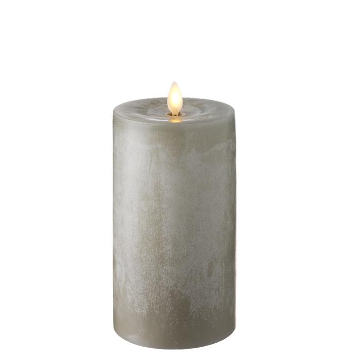 Push Flame Grey Chalky Pillar Candle 3.5"x7" - Royalties