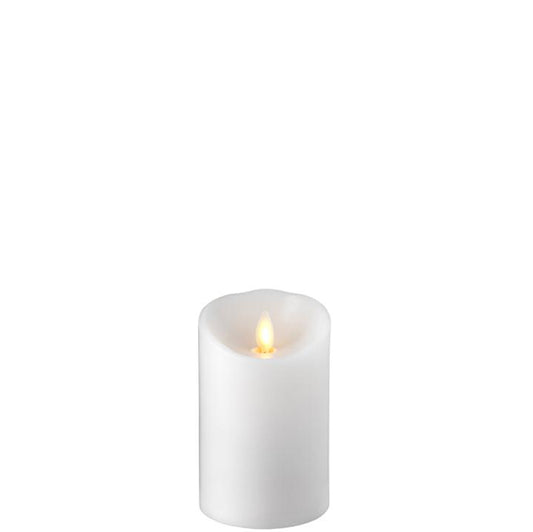 Push Flame White Pillar Candle 3"x4.5" - Royalties