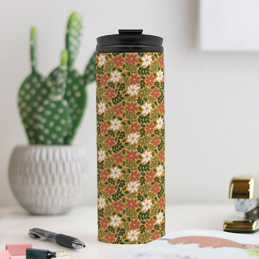 Retro Christmas Poinsettia Thermal Tumbler - Royalties