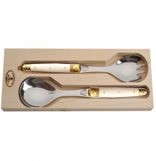 Salad Servers with Ivory Colored Handles - Royalties