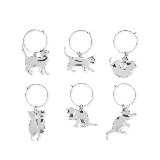 Silver Cat Wine Charms - Royalties
