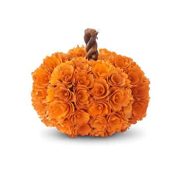 Small Orange Shaved Wood Pumpkin - Royalties