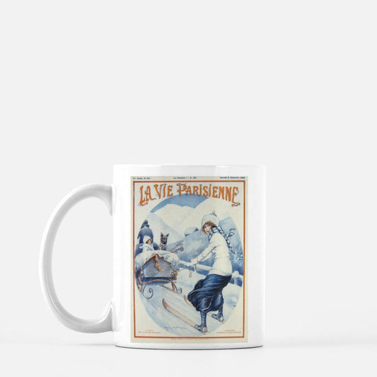 Vintage Ski Postcard Mug 11oz. - Royalties