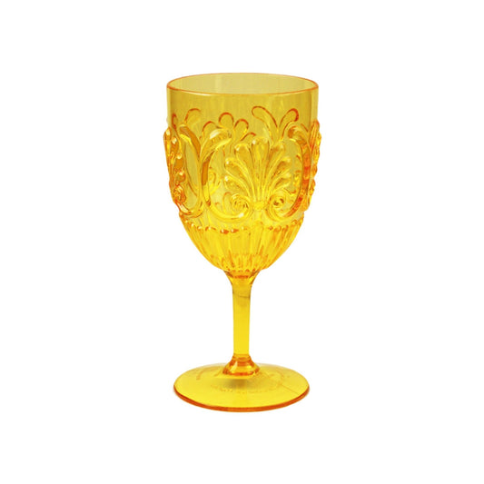 Yellow Fleur Polycarbonate Wine Glass - Royalties