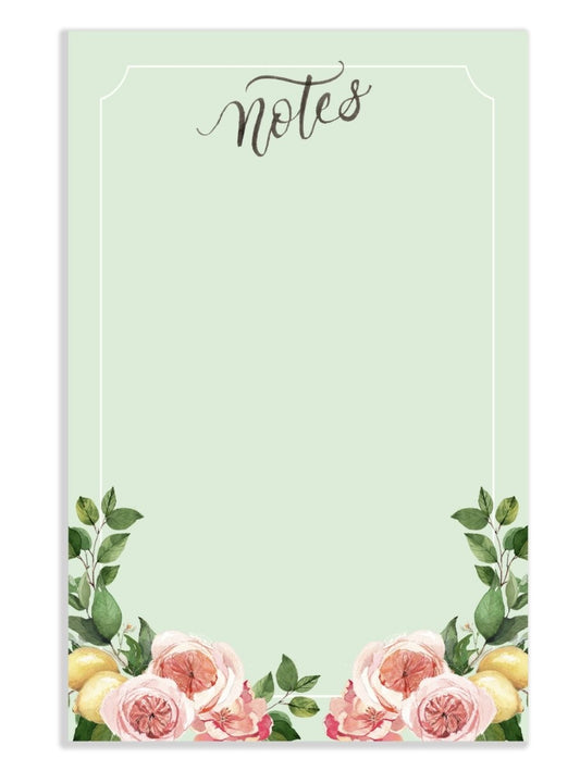 Zesty Lemon Floral Watercolor Notepad - Royalties